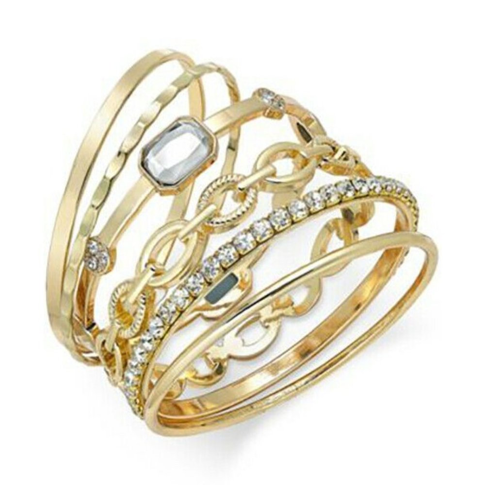 I.N.C. Gold-Tone Crystal-Embellished Multi-Bangle Bracelet - $15 Chic Elegance - Picture 1 of 2